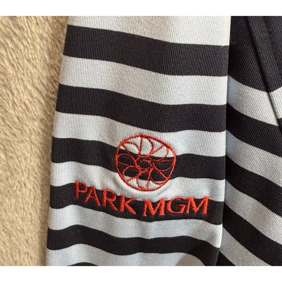 G Fore Mens L Navy 1/4 Zip Pullover Striped Golf Performance Park MGM Las Vegas - Picture 4 of 7